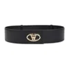 Valentino Logo Buckle Leather Belt With Wide Loop In Black