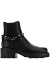 Valentino Rockstud Grainy Leather Boot In Black