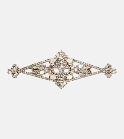 Valentino Garavani Embellished Barrette In Silver