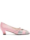 Valentino Garavani Embellished Bow Detail Pumps With Low Block Heel In Pink