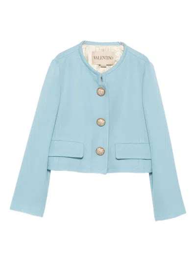 Valentino Embellished Button Jacket In Blue