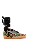 Valentino Garavani Embellished Canvas Chromathon Sneakers In Grezzomulticolorgrigiopumpkin