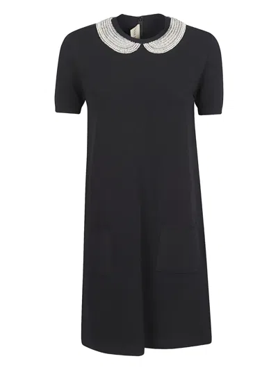 Valentino Embellished-collar Dress In Black