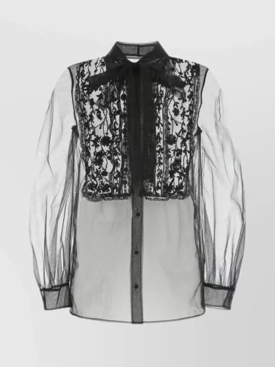 Valentino Embellished Collar Mesh Shirt In Black