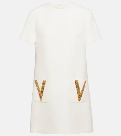 Valentino Embellished Crêpe Couture Minidress In White