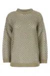 Valentino Embellished Crochet Knit Sweater In Ecrusilver