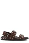 Valentino Embellished Double-strap Sandals In Brown