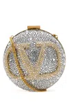 Valentino Garavani Vlogo Crystal-embellished Gold- And Silver-tone Clutch In Crystal