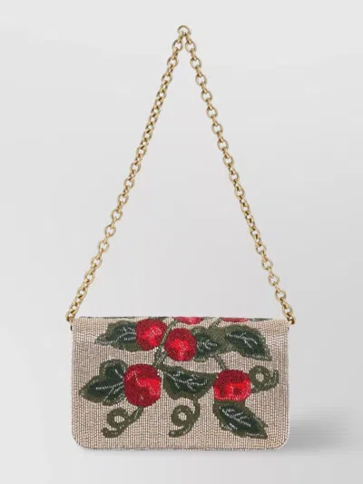Valentino Garavani Embellished Floral Chain Clutch Bag