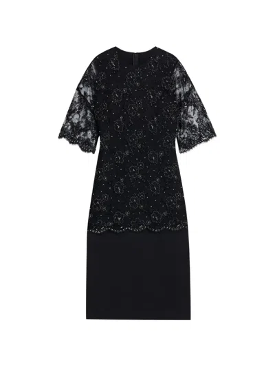 Valentino Embellished Floral-lace Midi Dress In Multi
