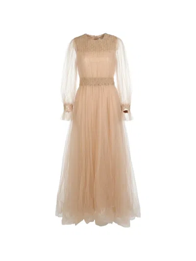 Valentino Embellished Gown Dress In Neutral