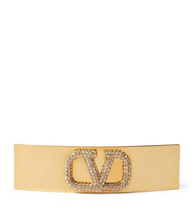 Valentino Garavani Embellished Hair Clip In Gold