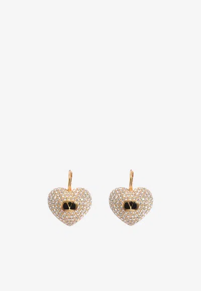 Valentino Garavani Embellished Heart-shaped Earrings In Gold