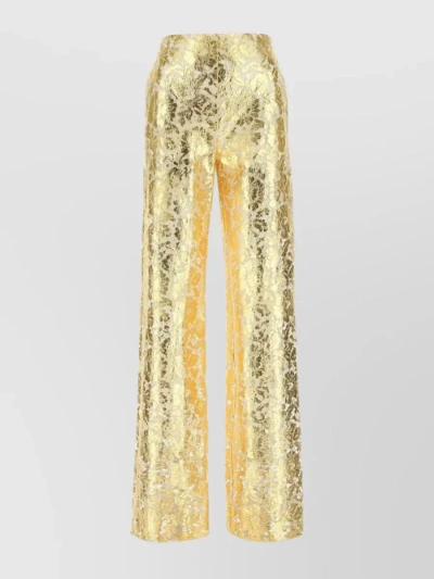 Valentino Embellished High-waisted Wide-leg Trousers In Cream