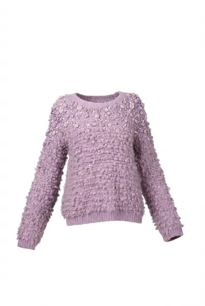 Valentino Embellished Knit Sweater In Purple