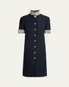 Valentino Structured Midi Dress With High Collar In Blue
