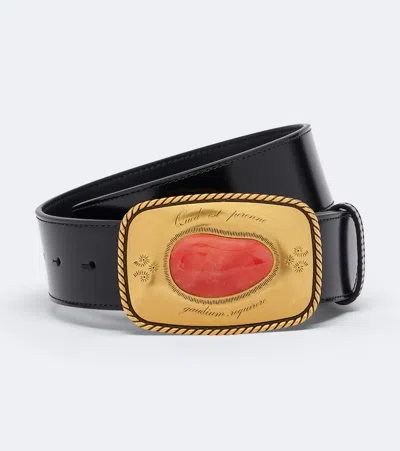 Valentino Garavani Embellished Leather Belt In Black