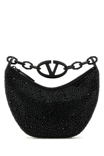 Valentino Garavani Embellished Leather Hobo Vlogo Moon Handbag