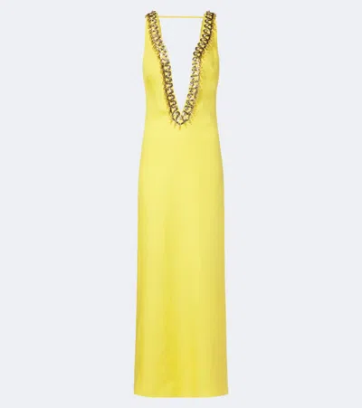 Valentino Verzierter Kaftan Aus Einem Seidengemisch In Gelb