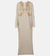 Valentino Besticktes Midikleid Aus Linen Canvas Frau Beige Gravel 36 In Beige