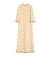 Valentino Long Dress In Embroidered Rustik Silk Woman Birch 50 In Neutral