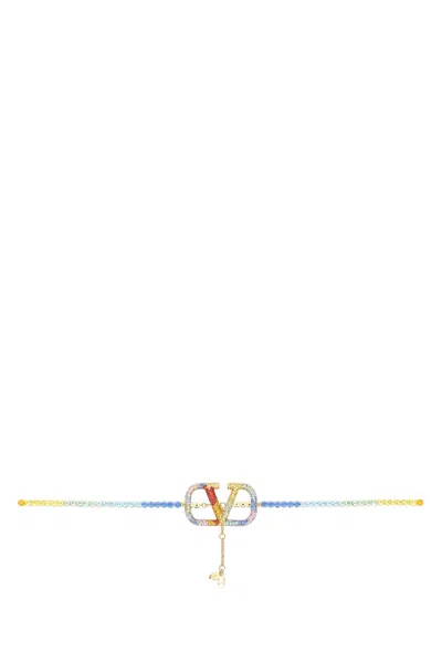 Valentino Garavani Embellished Metal Belt In Rainbow