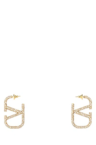 Valentino Garavani Embellished Metal Vlogo Signature Earrings In Gold