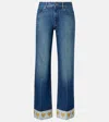 Valentino Heart Court Straight Jeans With Embroidered Hem