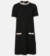 Valentino Tweed Embroidered Mini Dress With Patch Pockets In Black