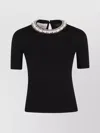 Valentino Garavani Wool Sweater With Stone Embroidery In Black