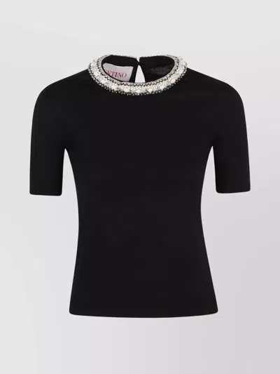 VALENTINO EMBELLISHED NECKLINE KNITWEAR TOP