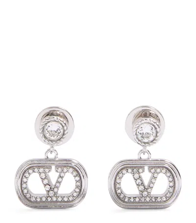 Valentino Garavani Embellished Ovalette Earrings In Metallic
