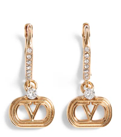 Valentino Garavani Embellished Ovalette Earrings In Gold