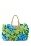 Valentino Borsa A Mano Vlogo Signature In Rafia Decorata Donna In Green