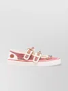 Valentino Embellished Round Toe Sneakers In Pink