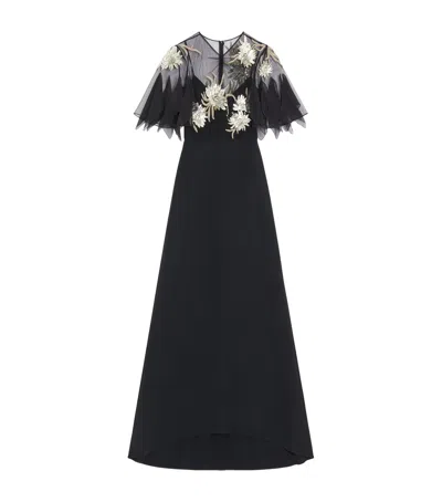Valentino Embellished Silk Cady Gown In Black