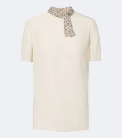 Valentino Jewel Collar Top Short Sleeves Design In Multi