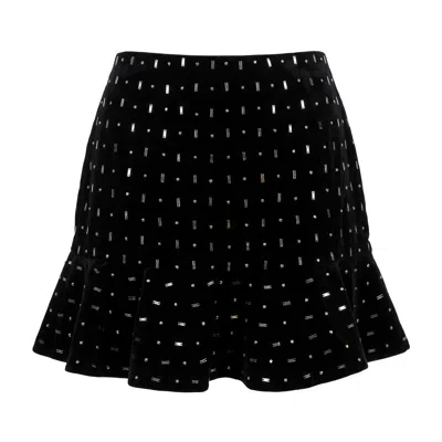 Valentino Crystal-embellished Ruffled Skirt In Black