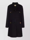 Valentino Embellished Stand Collar Coat With Pocket Detail In Black