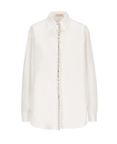 Valentino Embellished Straight Hem Shirt In White