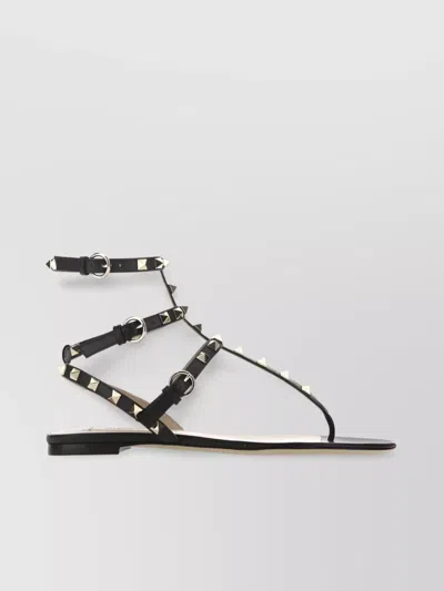 Valentino Garavani Embellished Strappy Toe Sandals In Grey