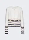 Valentino Embellished Striped Bouclã© Jacket In White