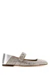 Valentino Garavani Woman Ballet Flats Silver Size 8 Leather In Silver