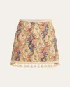 Valentino Embellished Tassel-trim Piquet Mini Skirt In Multi