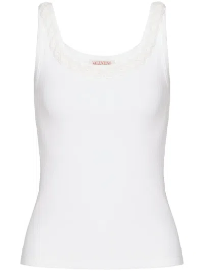 Valentino Embellished-trim Tank Top In White
