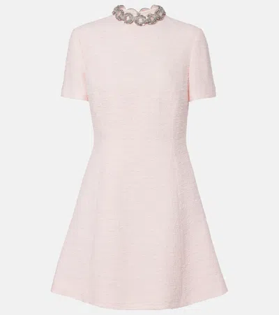 Valentino Crepe Couture Embroidered Midi Dress In Pink