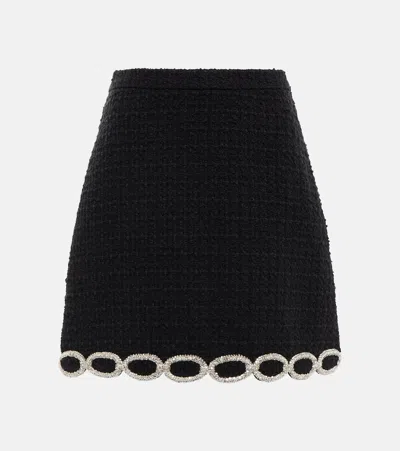 Valentino Embellished Tweed Miniskirt In Black