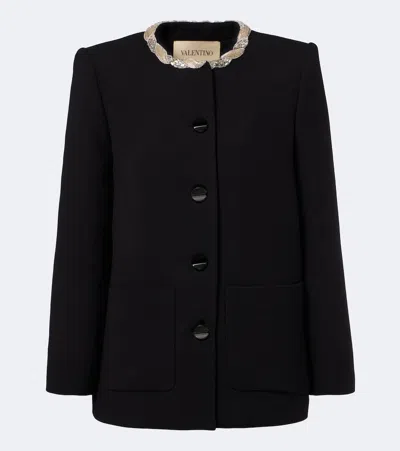 Valentino Embellished Virgin Wool Jacket In Black