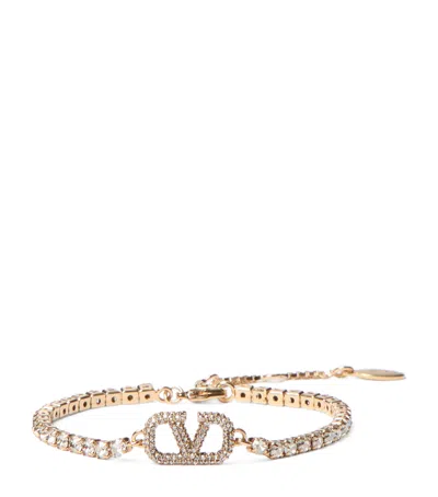 Valentino Garavani Embellished Vlogo Bracelet In Gold