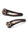 Valentino Two-tone Rubber And Metal Vlogo Hair Clips In Black